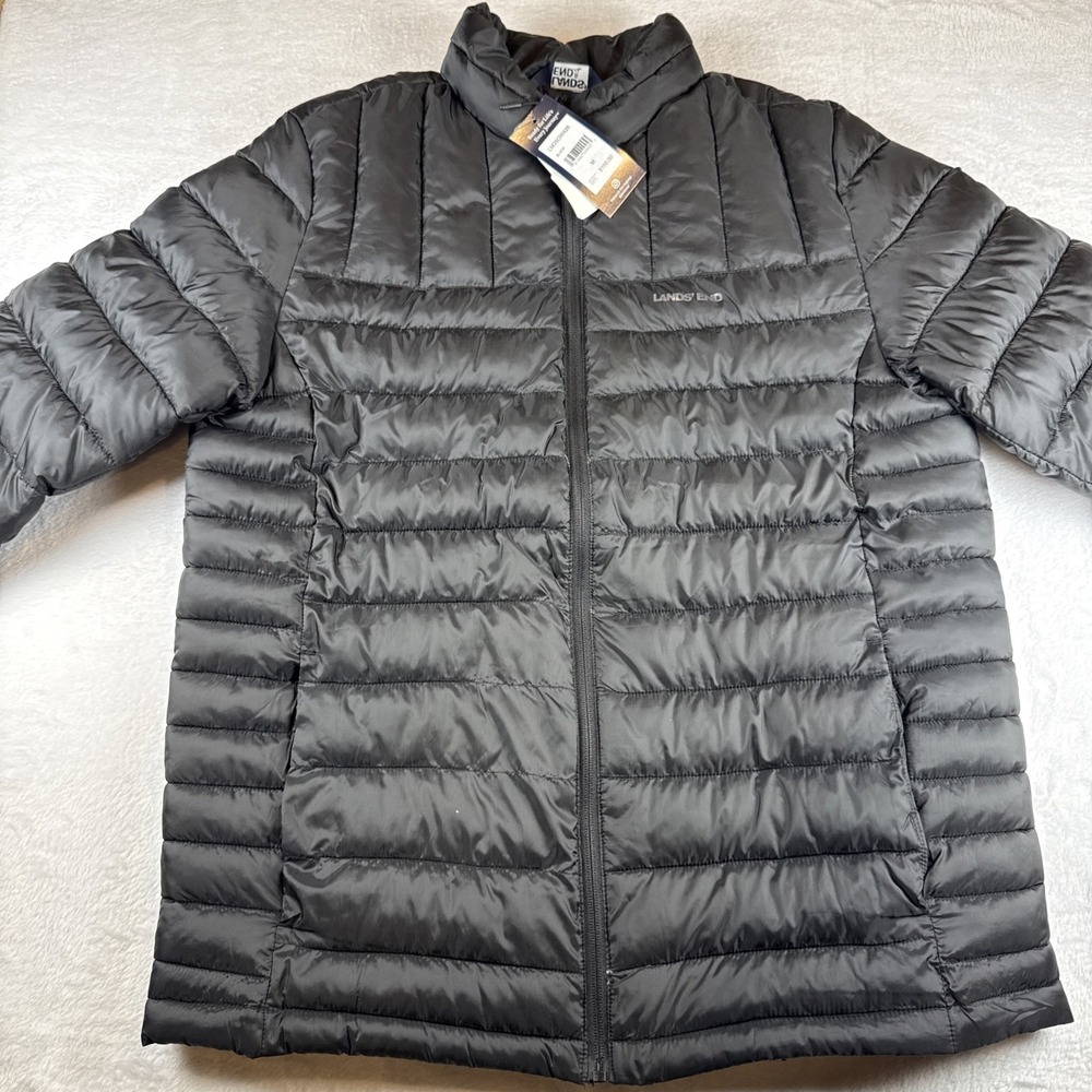 Brand New! Lands End Men's Wanderweight Black‎ Puffer Jacket Medium